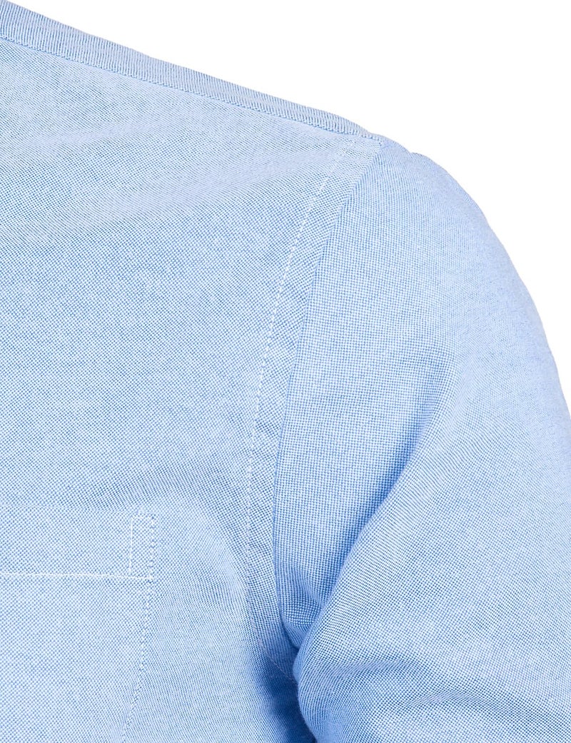 ZEROYAA Men's Hipster Casual Slim Fit Long Sleeve Button Down Oxford Shirts with Chest Pocket Z111 Light Blue Large - Image 5